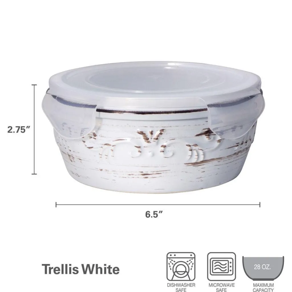 Serve Bowls|Pfaltzgraff® Trellis White Storage Bowl with Lid