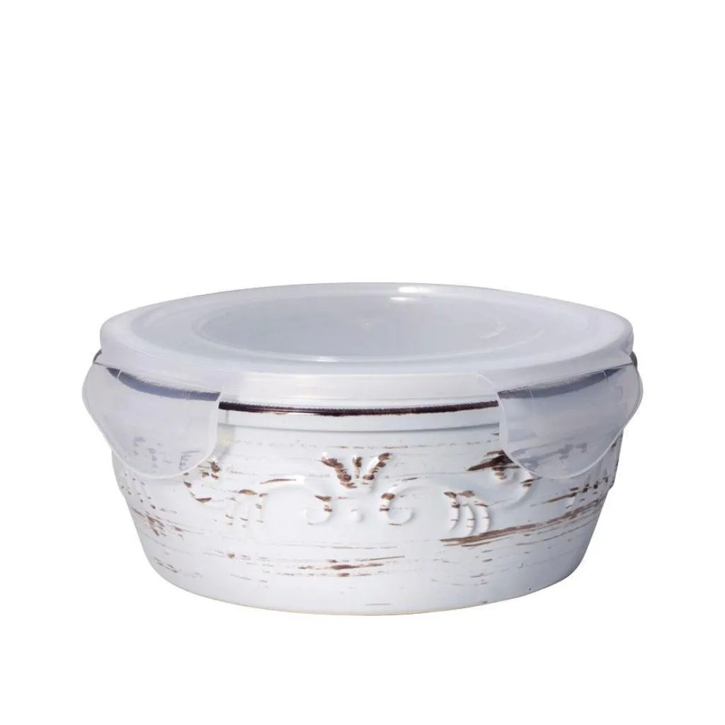 Serve Bowls|Pfaltzgraff® Trellis White Storage Bowl with Lid