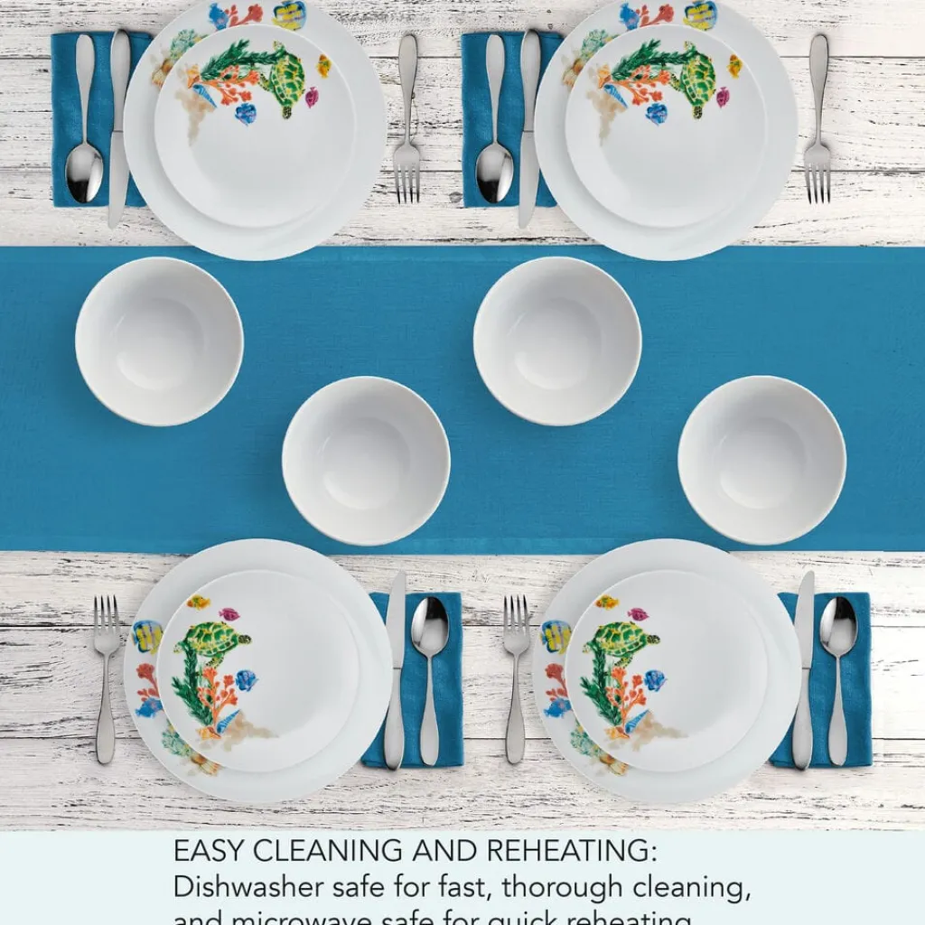 Dinnerware Service For 4|Studio Nova Underwater Life 12 Piece Dinnerware Set, Service for 4