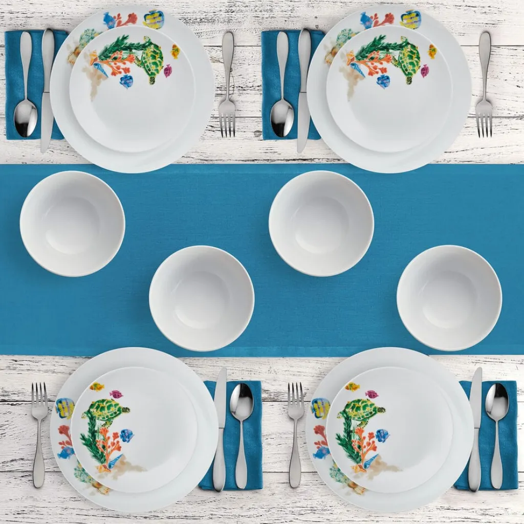 Dinnerware Service For 4|Studio Nova Underwater Life 12 Piece Dinnerware Set, Service for 4