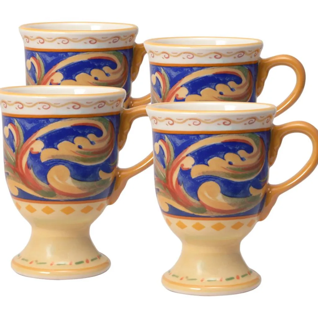 Coffee Mugs|Pfaltzgraff® Villa della Luna® Set of 4 Pedestal Mugs