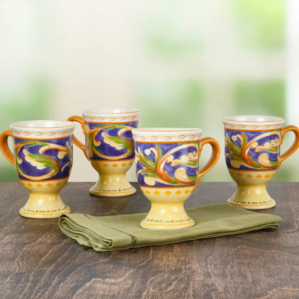 Coffee Mugs|Pfaltzgraff® Villa della Luna® Set of 4 Pedestal Mugs