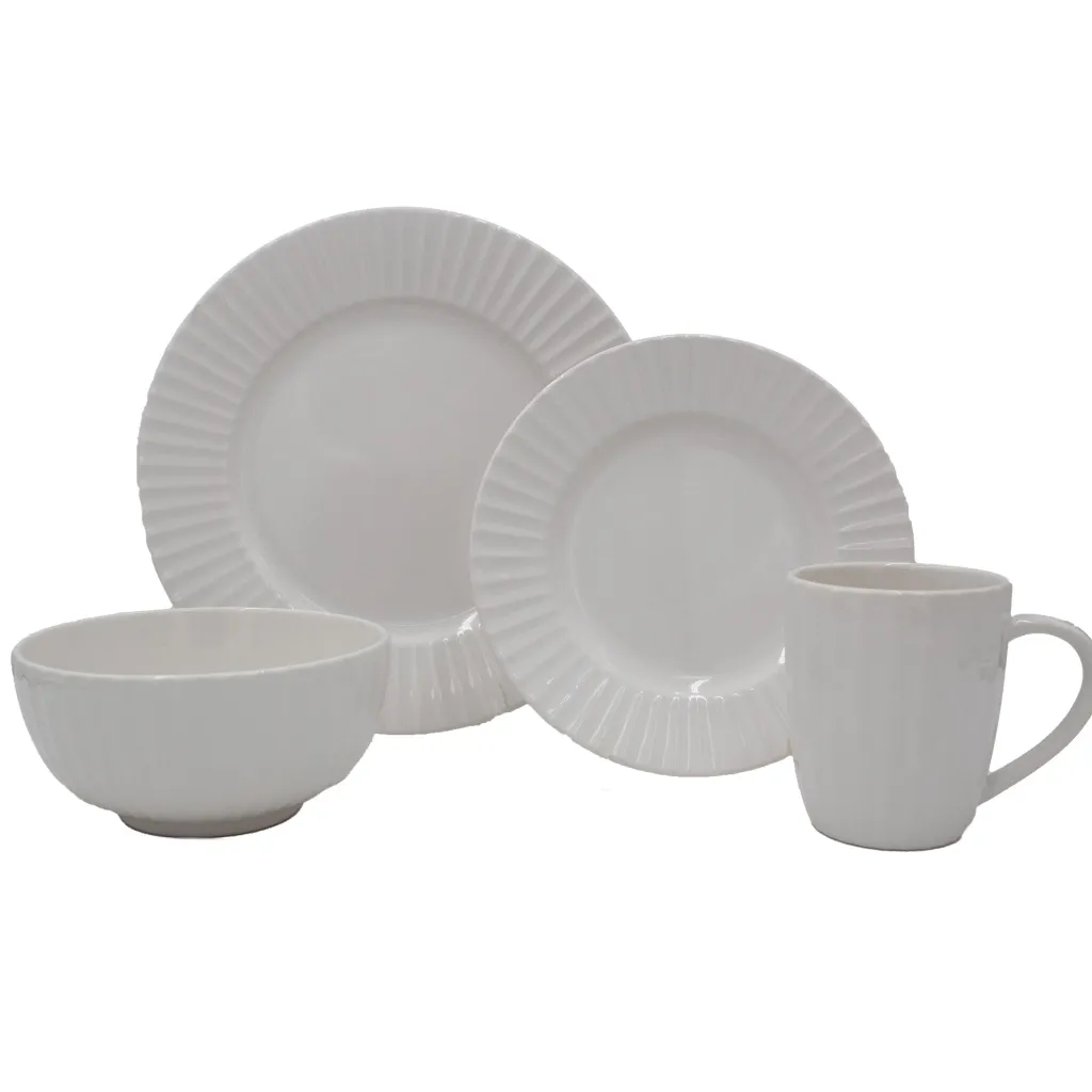 Dinnerware Service For 8|Pfaltzgraff® White Embossed 32 Piece Dinnerware Set, Service for 8
