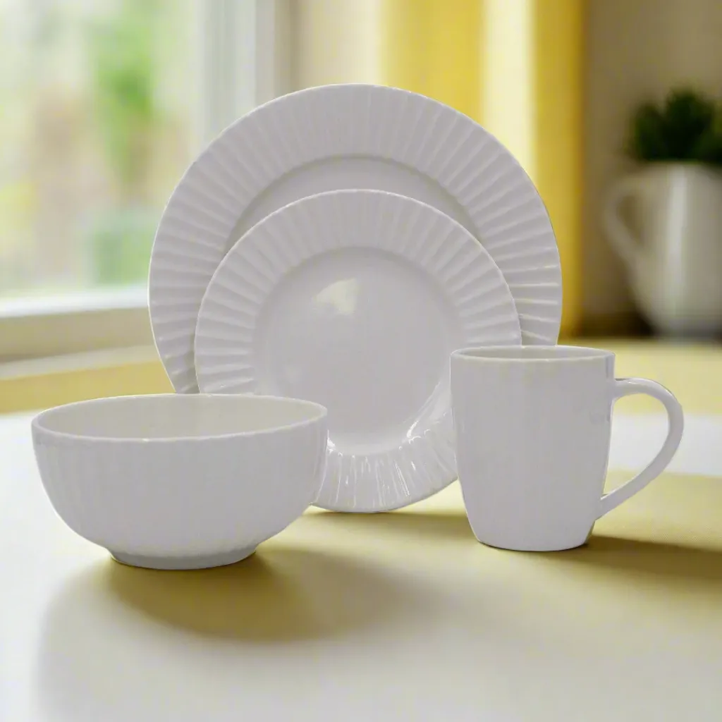 Dinnerware Service For 8|Pfaltzgraff® White Embossed 32 Piece Dinnerware Set, Service for 8