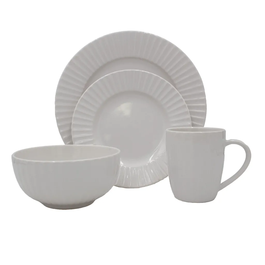 Dinnerware Service For 8|Pfaltzgraff® White Embossed 32 Piece Dinnerware Set, Service for 8