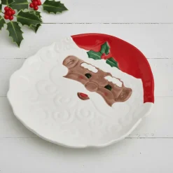 Appetizer Plates|Pfaltzgraff® Winterberry® African American Santa Figural Cookie Plate