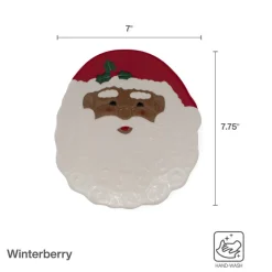 Appetizer Plates|Pfaltzgraff® Winterberry® African American Santa Figural Cookie Plate
