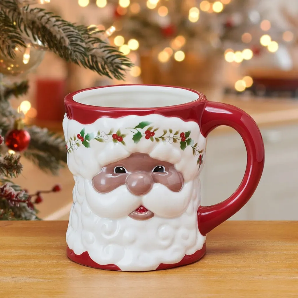Coffee Mugs|Pfaltzgraff® Winterberry® African American Santa Mug