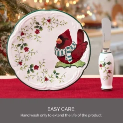 Appetizer Plates|Pfaltzgraff® Winterberry® Cardinal Appetizer Plate with Spreader