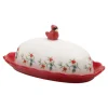 Butter Dishes|Pfaltzgraff® Winterberry® Cardinal Ruffled Butter Dish