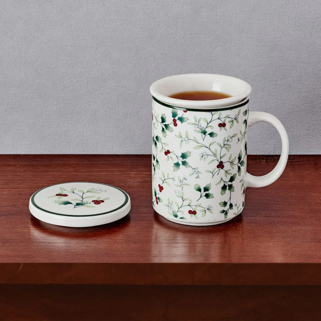 Teacups|Pfaltzgraff® Winterberry® Covered Mug with Tea Infuser