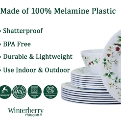 Dinnerware Service For 8|Pfaltzgraff® Winterberry® Melamine 24 Piece Dinnerware Set, Service for 8