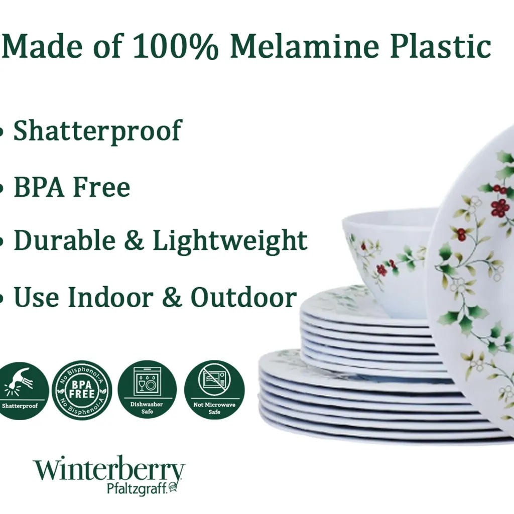 Dinnerware Service For 8|Pfaltzgraff® Winterberry® Melamine 24 Piece Dinnerware Set, Service for 8