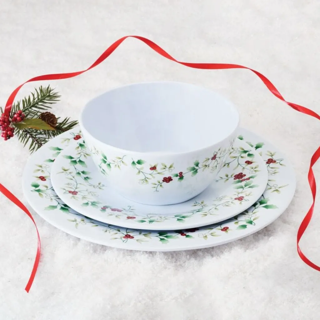 Dinnerware Service For 8|Pfaltzgraff® Winterberry® Melamine 24 Piece Dinnerware Set, Service for 8