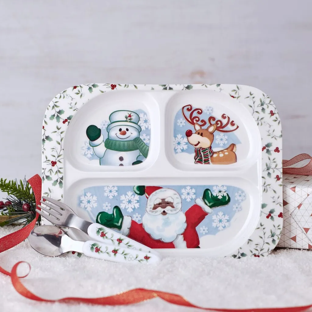 Dinner Plates|Pfaltzgraff® Winterberry® 3 Piece African American Jolly Santa Children's Set
