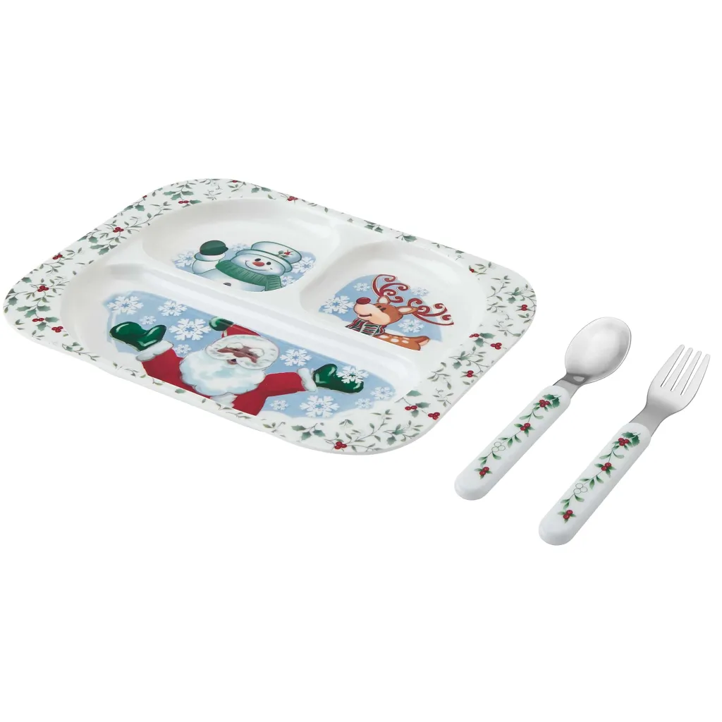 Dinner Plates|Pfaltzgraff® Winterberry® 3 Piece African American Jolly Santa Children's Set