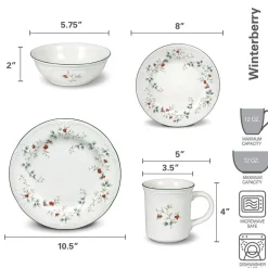Dinnerware Service For 4|Pfaltzgraff® Winterberry® 16 Piece Dinnerware Set, Service for 4