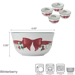Soup Cereal Bowls|Pfaltzgraff® Winterberry® Ribbon Set of 4 Dessert Fruit Bowls