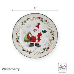 Salad Plates|Pfaltzgraff® Winterberry® Set of 4 African American Jolly Santa Salad Plate