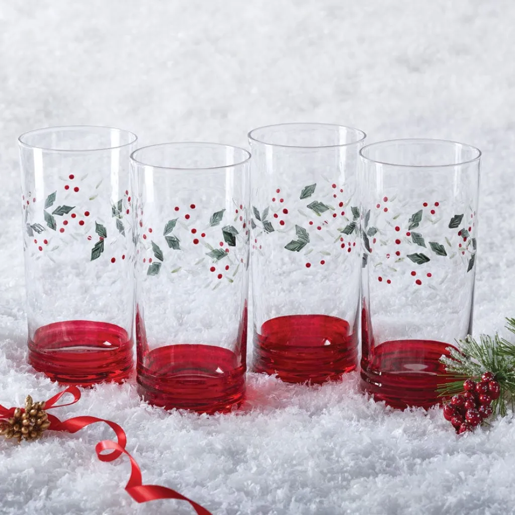 Drinking Glasses|Pfaltzgraff® Winterberry® Set of 4 Cooler Glasses