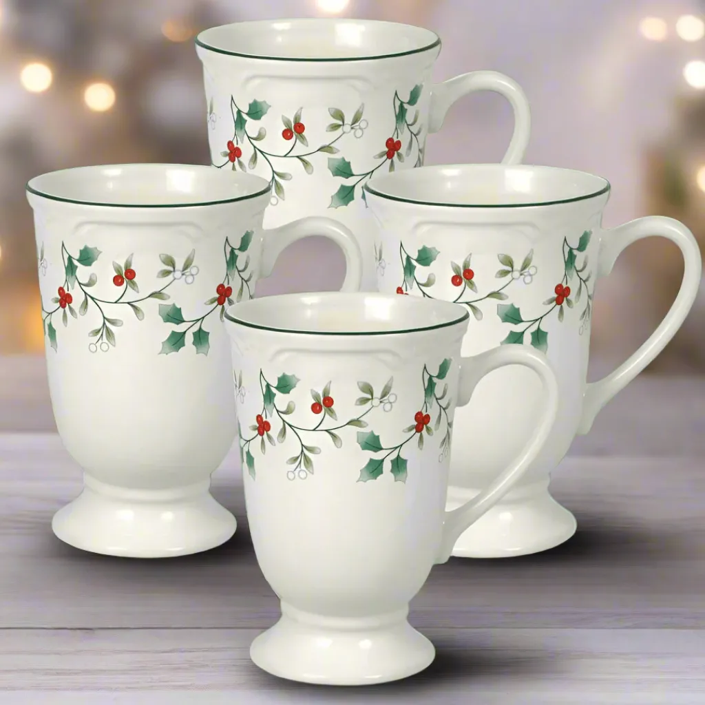 Coffee Mugs|Pfaltzgraff® Winterberry® Set of 4 Footed Mugs