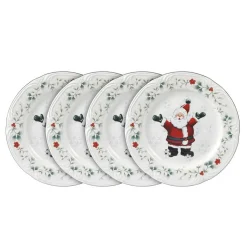Salad Plates|Pfaltzgraff® Winterberry® Set of 4 Jolly Santa Salad Plates