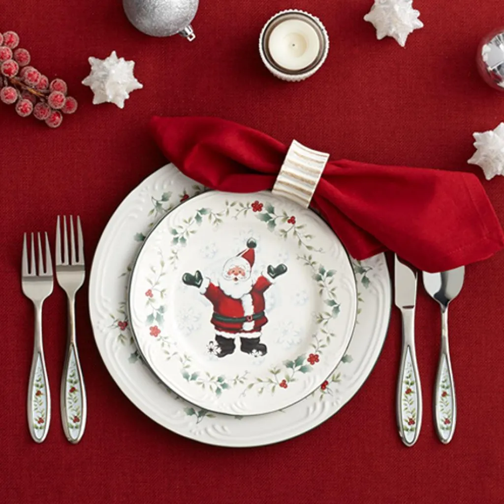 Salad Plates|Pfaltzgraff® Winterberry® Set of 4 Jolly Santa Salad Plates