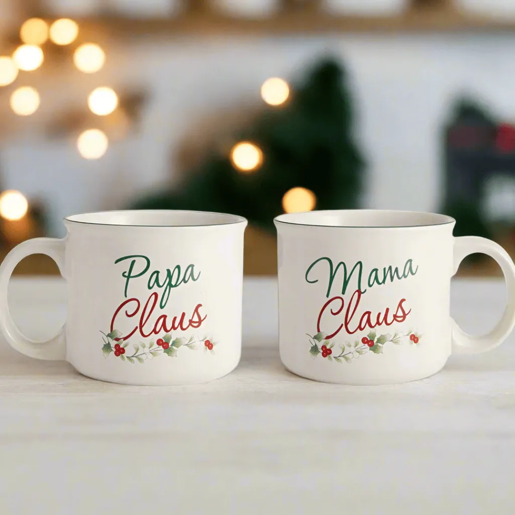 Coffee Mugs|Pfaltzgraff® Winterberry® Set of 2 Mama and Papa Claus Mugs