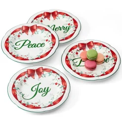Salad Plates|Pfaltzgraff® Winterberry® Set of 4 Red Ribbon Salad Plates