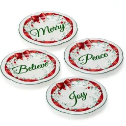 Salad Plates|Pfaltzgraff® Winterberry® Set of 4 Red Ribbon Salad Plates