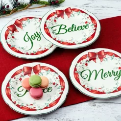 Salad Plates|Pfaltzgraff® Winterberry® Set of 4 Red Ribbon Salad Plates