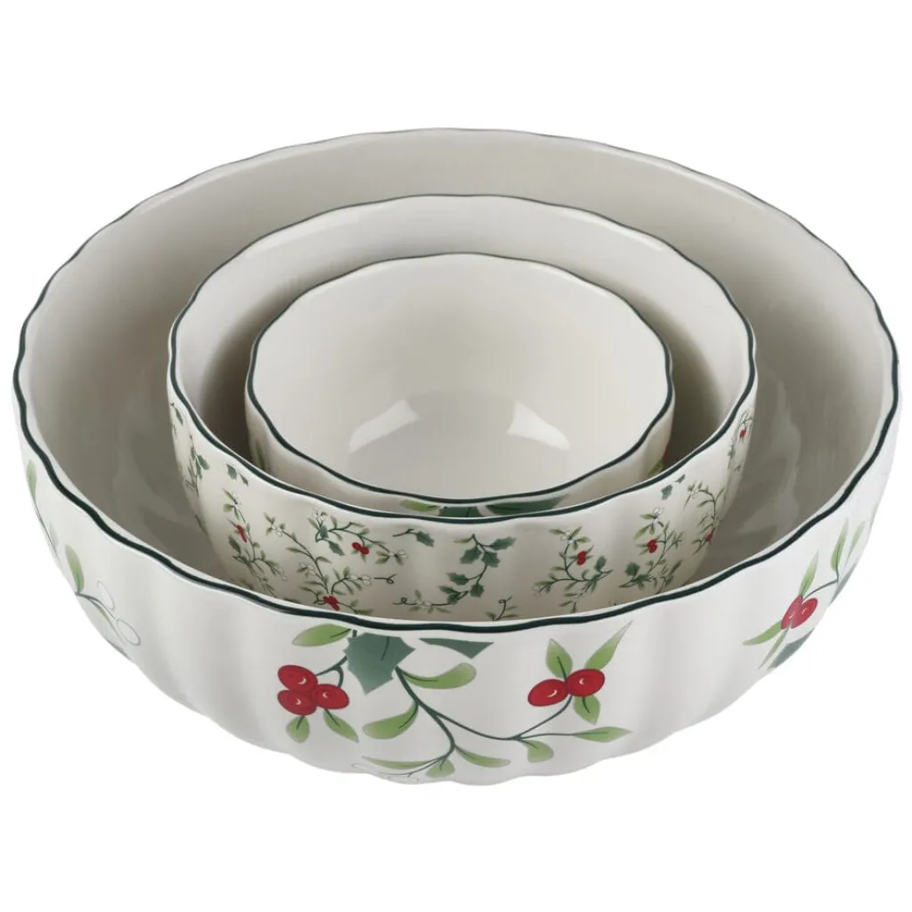 Serve Bowls|Pfaltzgraff® Winterberry® Set of 3 Scalloped Serving Bowls