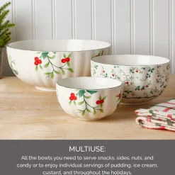 Serve Bowls|Pfaltzgraff® Winterberry® Set of 3 Scalloped Serving Bowls