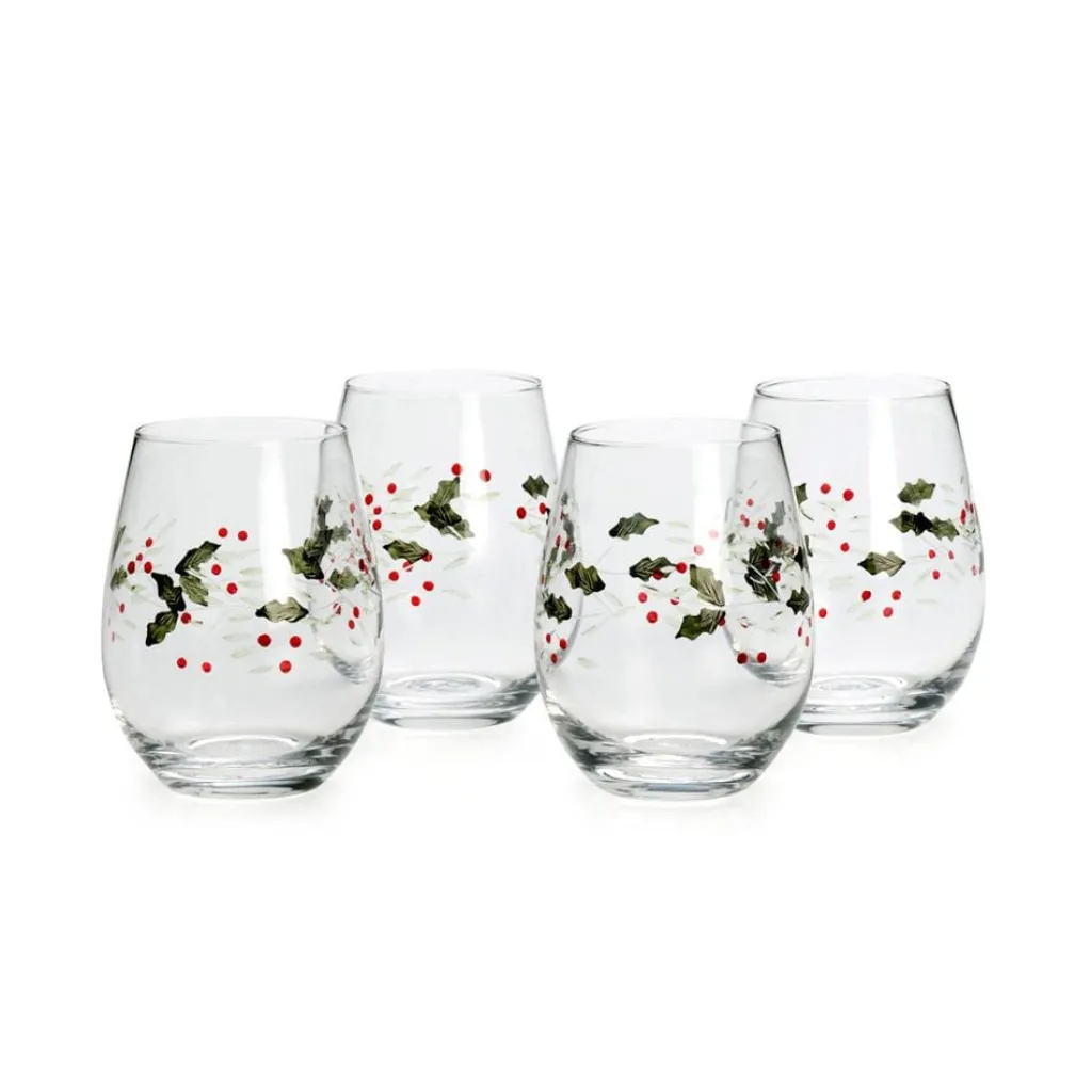Drinking Glasses|Pfaltzgraff® Winterberry® Set of 4 Stemless Wine Glasses