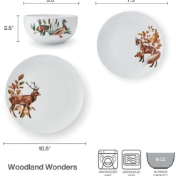 Dinnerware Service For 4|Studio Nova Woodland Wonders 12 Piece Dinnerware Set, Service for 4