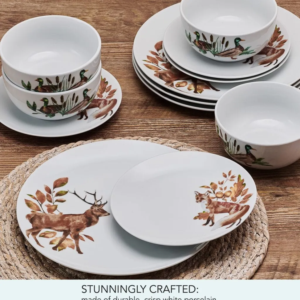 Dinnerware Service For 4|Studio Nova Woodland Wonders 12 Piece Dinnerware Set, Service for 4