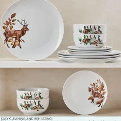 Dinnerware Service For 4|Studio Nova Woodland Wonders 12 Piece Dinnerware Set, Service for 4